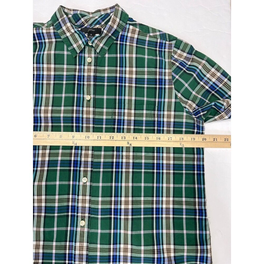 J Crew Shirt Womens Size 8 Blue Green Plaid Button Down Cotton Preppy Classic - Picture 7 of 9